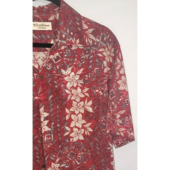 Caribbean Silk Button Down Shirt - Size L - Picture 2 of 9